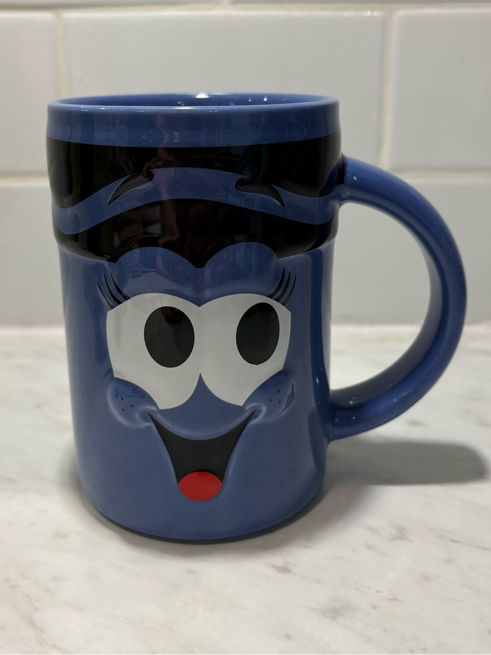Crayola Periwinkle Blue Cartoon Face Ceramic Mug